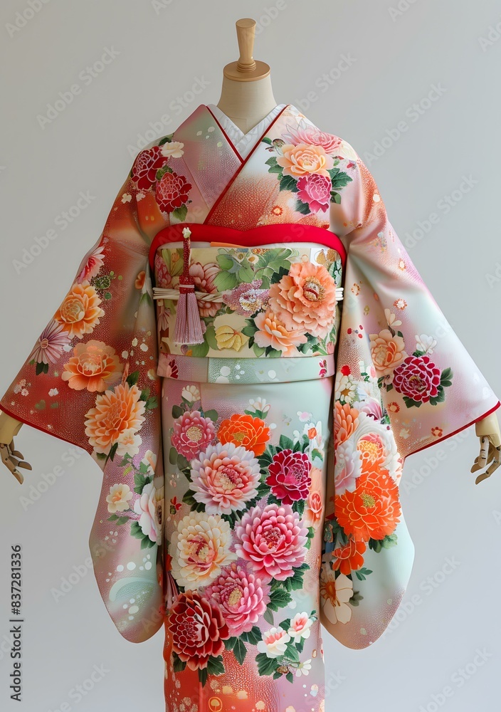 Naklejka premium A kimono with a floral pattern