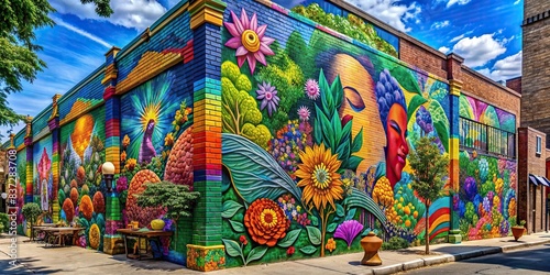 Vibrant mural art adorning the walls of Bushwick Gardens in Brooklyn © sompong