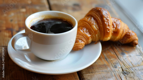 Croissant with black coffee