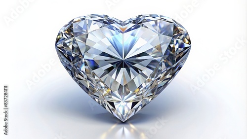 Precious shining heart diamond on white background