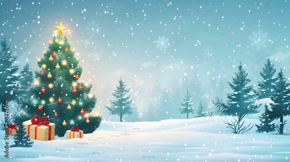 Christmas Snow Scene Illustration