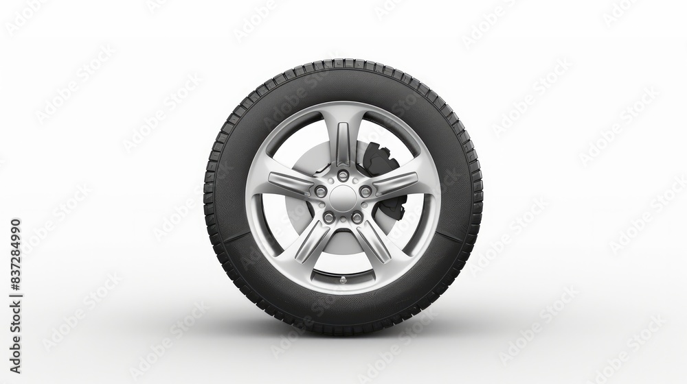 A car wheel is depicted on a white background. A car wheel is depicted on a white background.