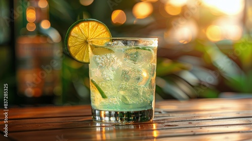 A Refreshing Cocktail With Lime Garnish on a Sunny Day