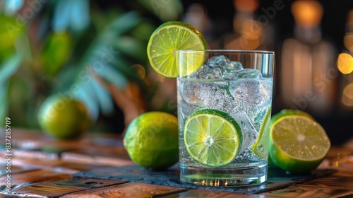 A Refreshing Cocktail With Lime Garnish on a Sunny Day