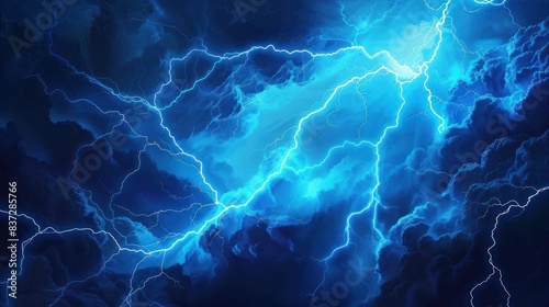 A cartoon lightning animation features blue glowing storm lightning effects.