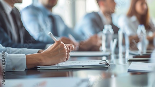 A close-up image depicts a business meeting.