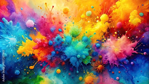 Colorful watercolor textured background with abstract splashes