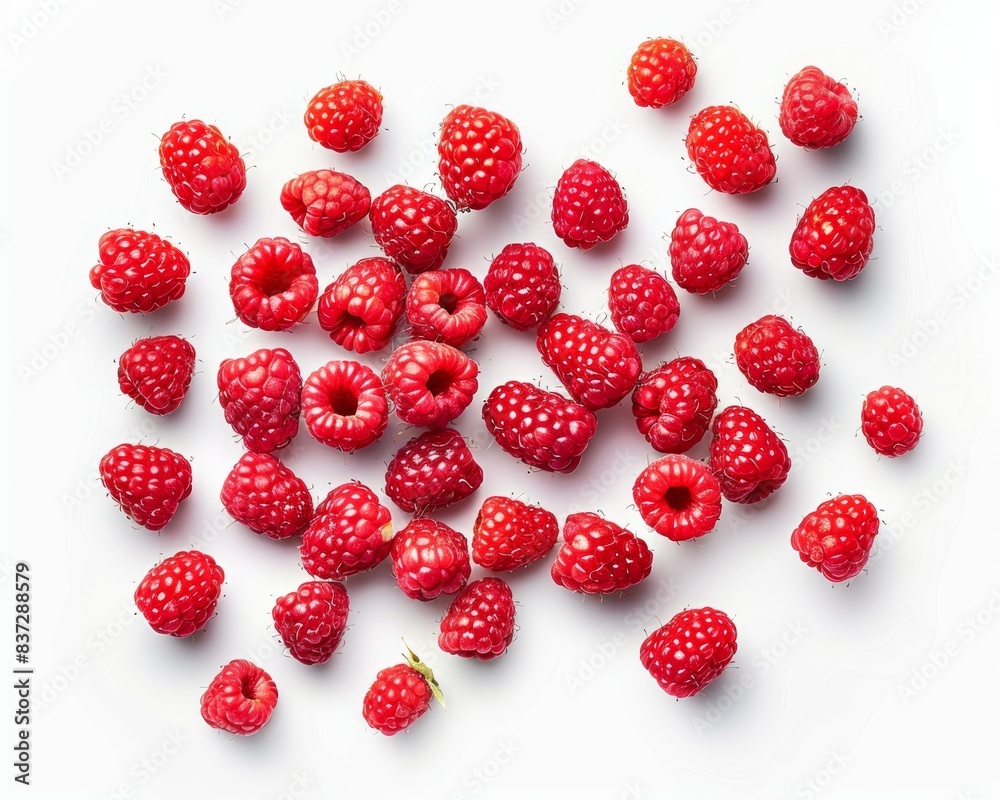 Fresh sweet red raspberries top view, high quality image for food blogs and marketing campaigns Fresh sweet red raspberries top view, high quality image for food blogs and marketing campaigns