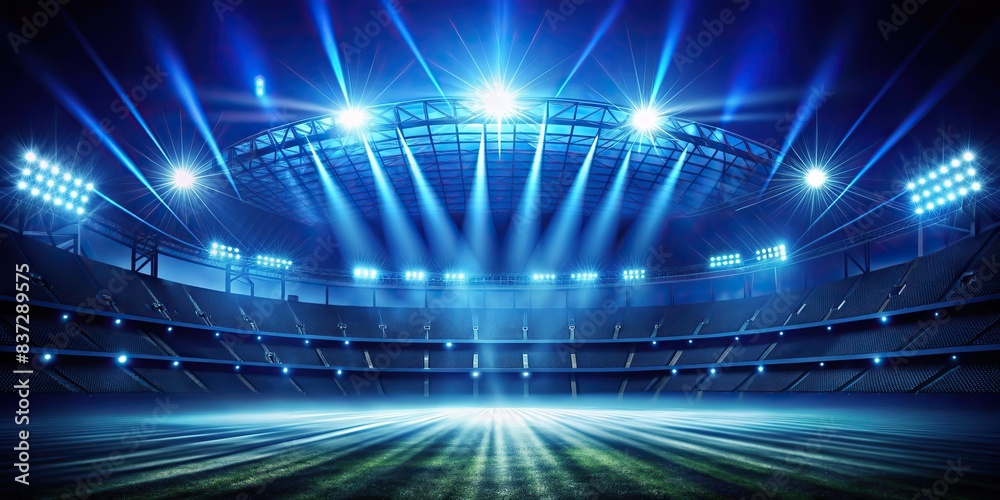 Empty stadium in a blue light background. Empty stadium in a blue light background.