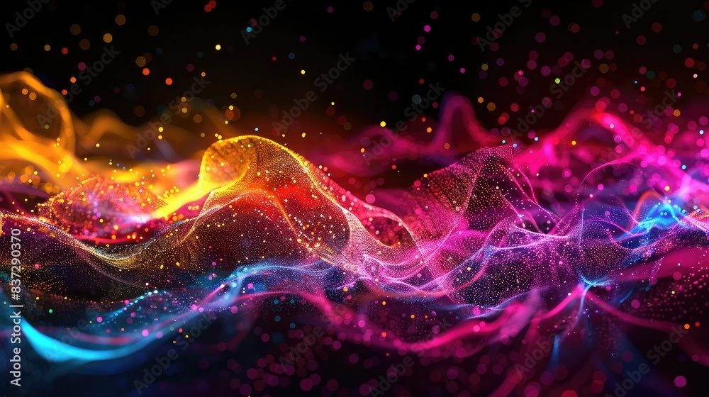 Fototapeta premium vibrant glowing wave flowing through abstract particles