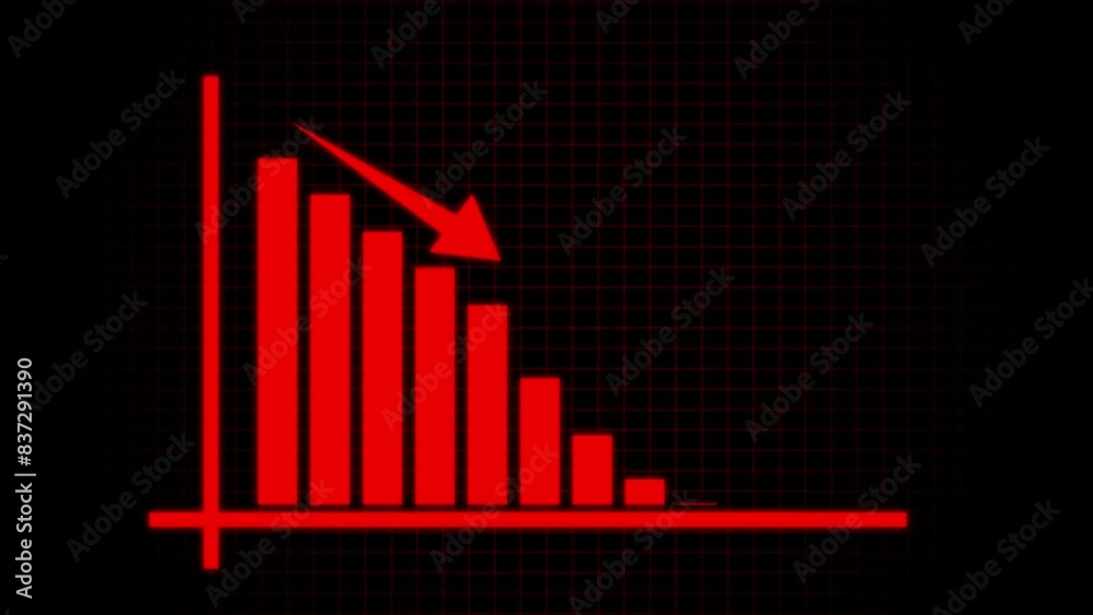 Animated down graph icon designed in flat icon style, business or finance concept icon. Finance, Business Info graphic animation, Bar graph. Animated down graph icon designed in flat icon style, business or finance concept icon. Finance, Business Info graphic animation, Bar graph.