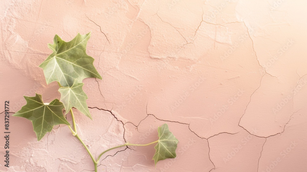 Fototapeta premium Symbol of Resilience: Green Leaf Sprouting from Cracked Dry Soil, Signifying Hope and Survival