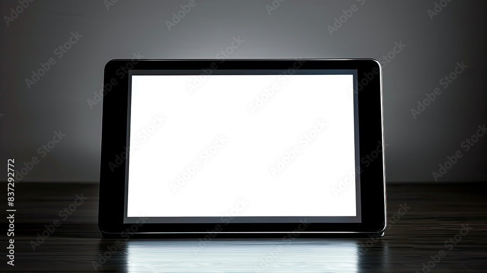 White backdrop and blank white screen of a tablet computer White backdrop and blank white screen of a tablet computer