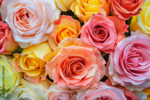Colorful bouquet of fresh roses