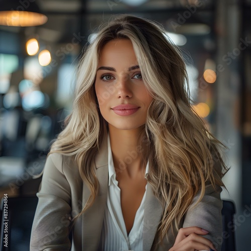 Wallpaper Mural Portrait of a Blonde Woman Smiling in an Office Environment Torontodigital.ca