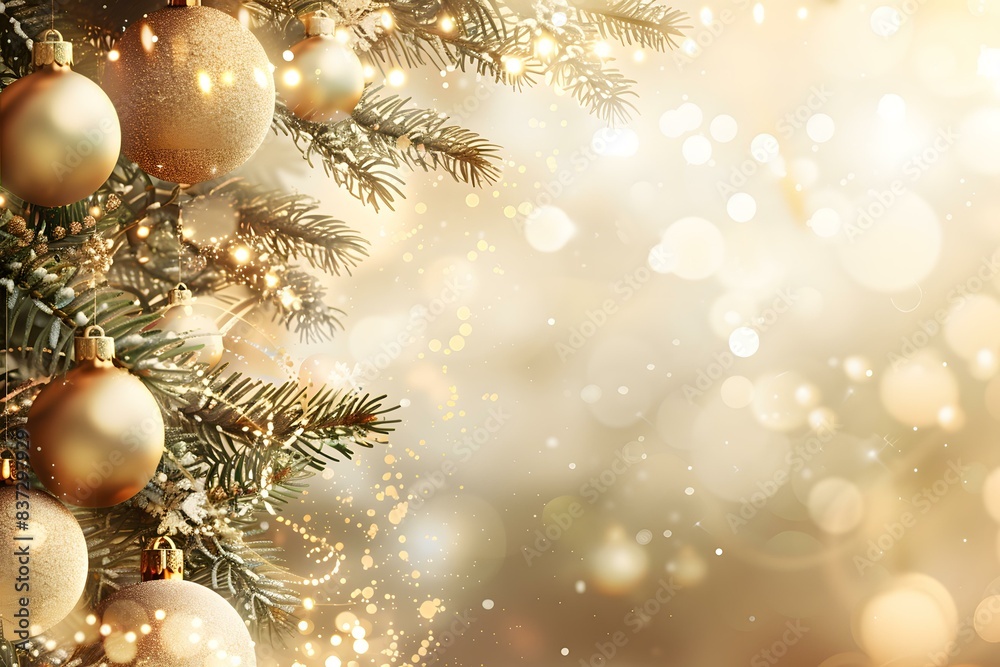 Christmas Background With Golden Balls Christmas Background With Golden Balls