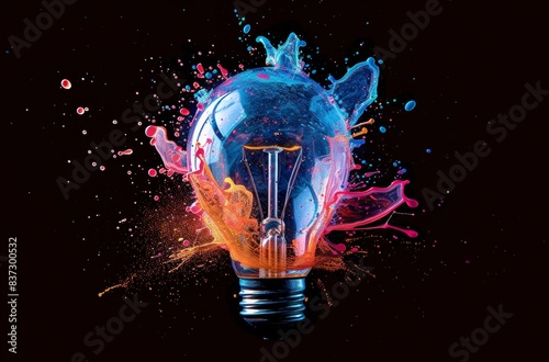 A Single Lightbulb Ignites With Colorful Smoke and Sparks