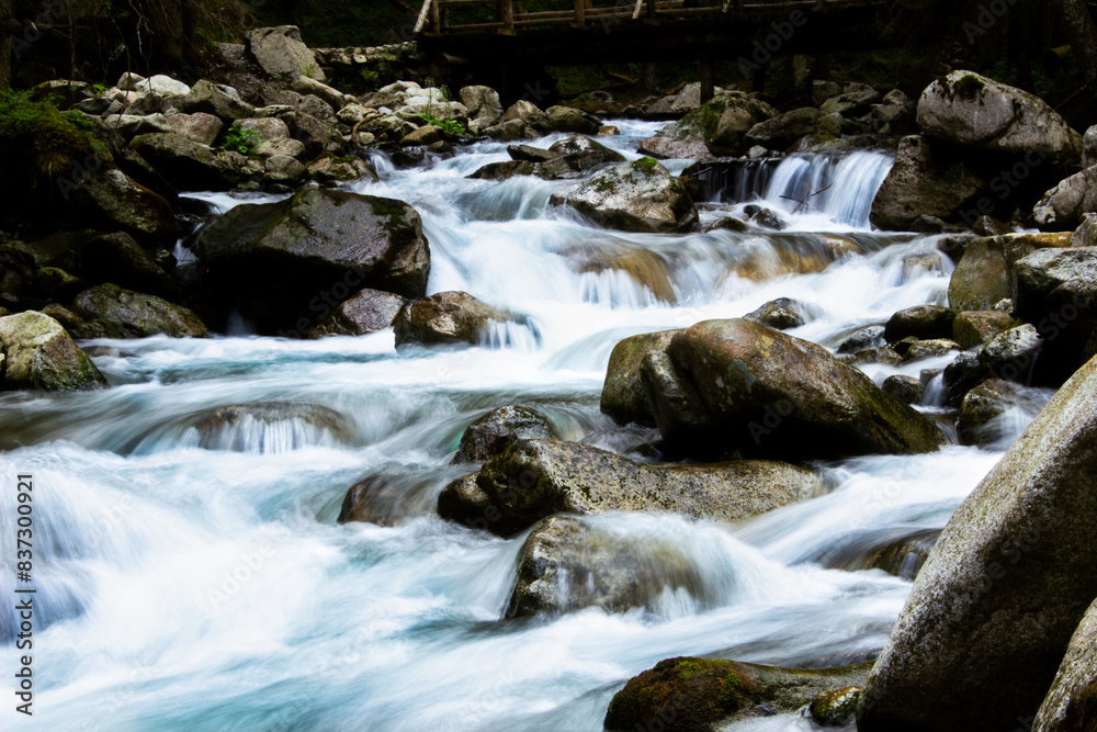 Fototapeta premium mountain river with cascades and waterfalls