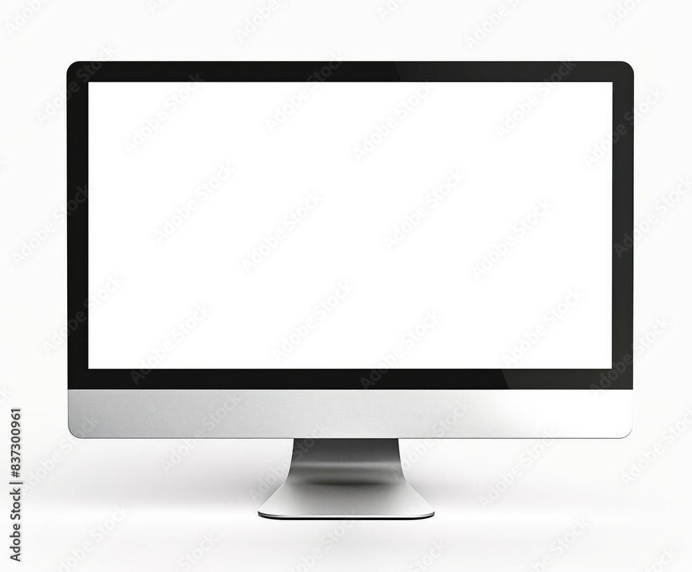 Modern desktop computer with a blank white screen. Perfect for website design, digital art, and technology-related projects. Modern desktop computer with a blank white screen. Perfect for website design, digital art, and technology-related projects.