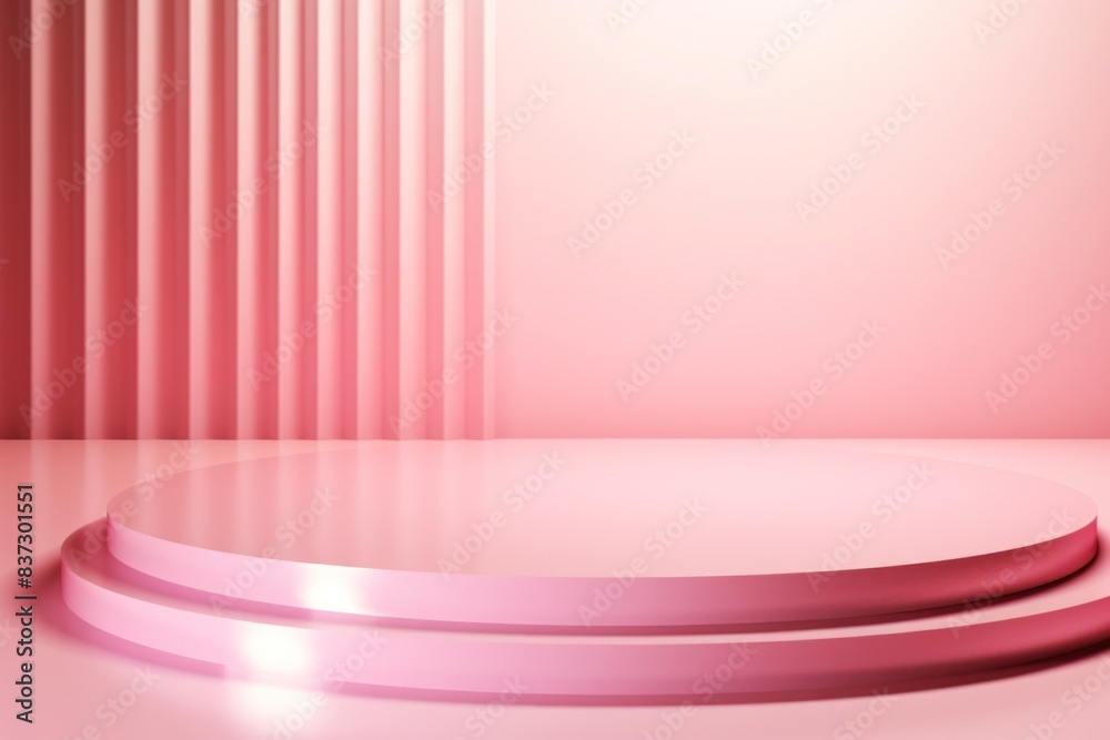 Dual-Tier Pink Pedestal with Vertical Stripes