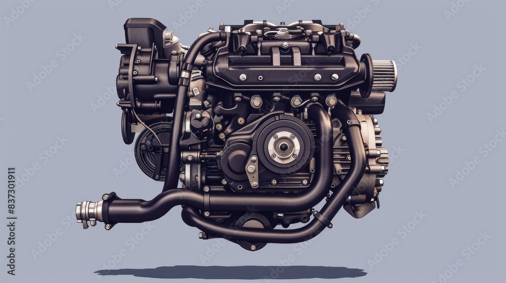 An isolated vector image portrays a power car engine. An isolated vector image portrays a power car engine.
