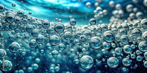 Blurry soda water bubbles floating to the surface creating refreshing textures