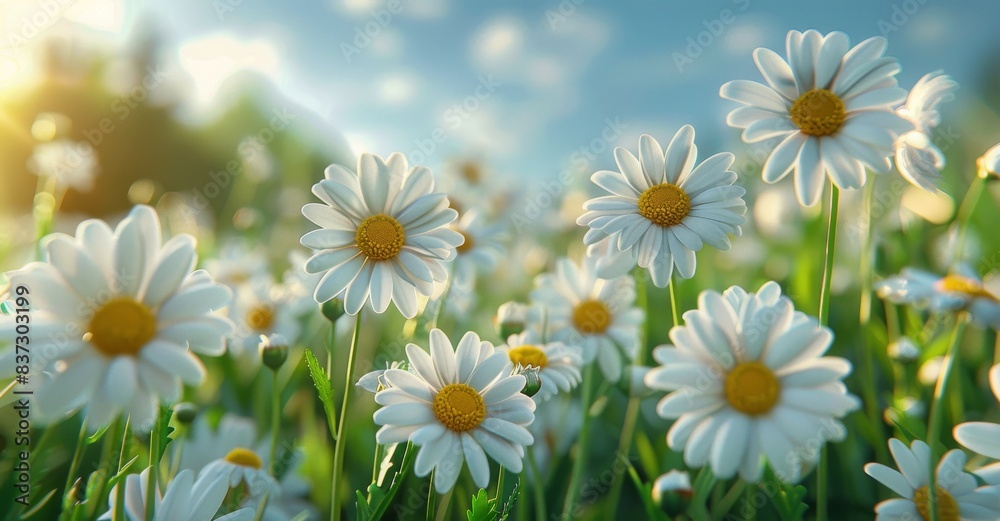 Sunlit Daisies in a Summer Meadow