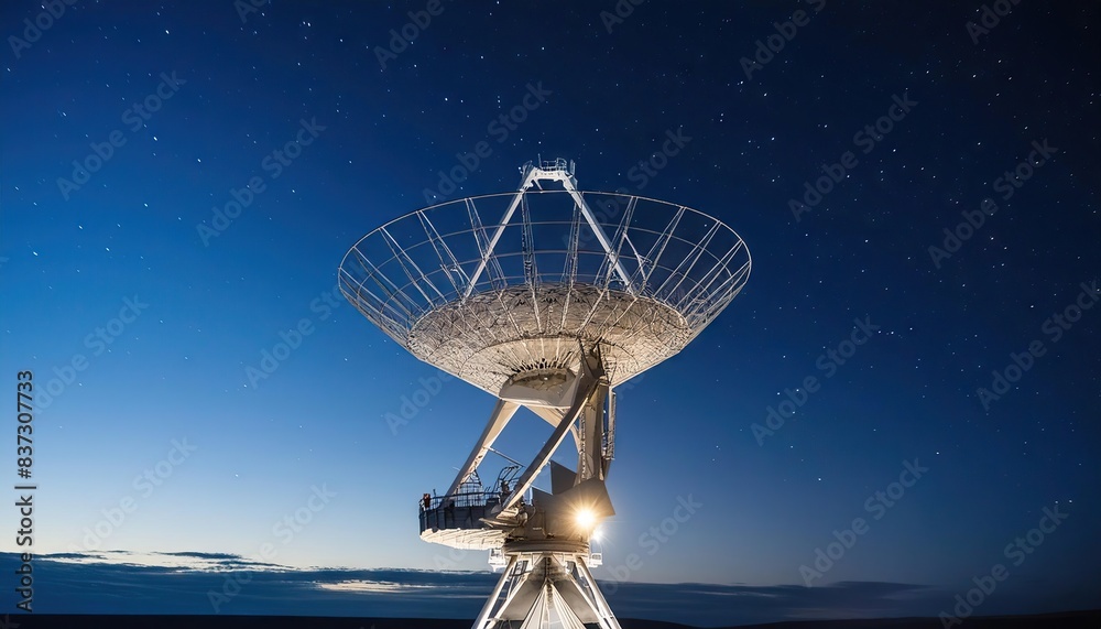 Big satellite dish, radio antenna at night. Space observatory Big satellite dish, radio antenna at night. Space observatory