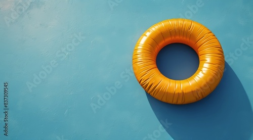 Orange Inflatable Pool Ring Floating in Water on Sunny Day
