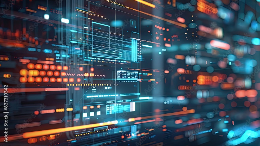 Obraz premium Holographic interface displaying futuristic data