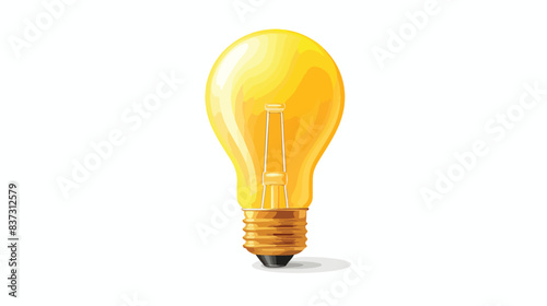 3d realistic light bulb vector illustration. Yellow
