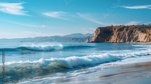Blue ocean waves on the empty beach © Vlad Kapusta