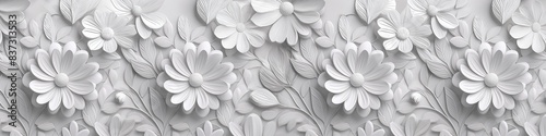 Obraz na płótnie A white flower patterned wallpaper with a floral design w salonie
