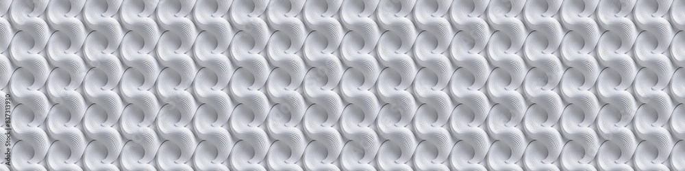 A white and gray patterned fabric with a wavy design