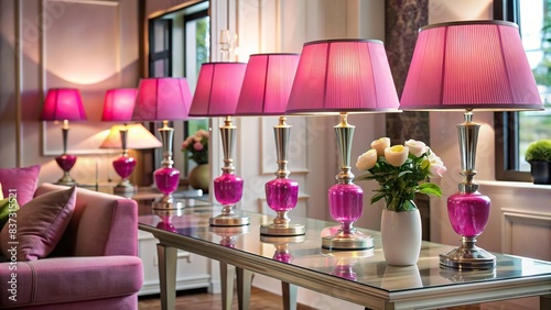 Elegant pink decoration lamps in a stylish setting photo