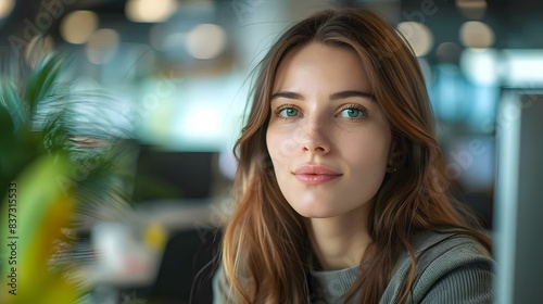 Wallpaper Mural portrait of a beautiful young woman with long brown hair and green eyes Torontodigital.ca