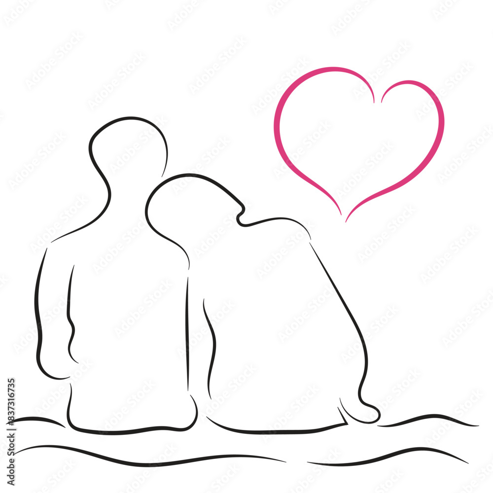 Sketch minimal couple in love drawing line art couple lovely drawn together line love concept with white ioslated background. Abstract,vector,illustration. Sketch minimal couple in love drawing line art couple lovely drawn together line love concept with white ioslated background. Abstract,vector,illustration.
