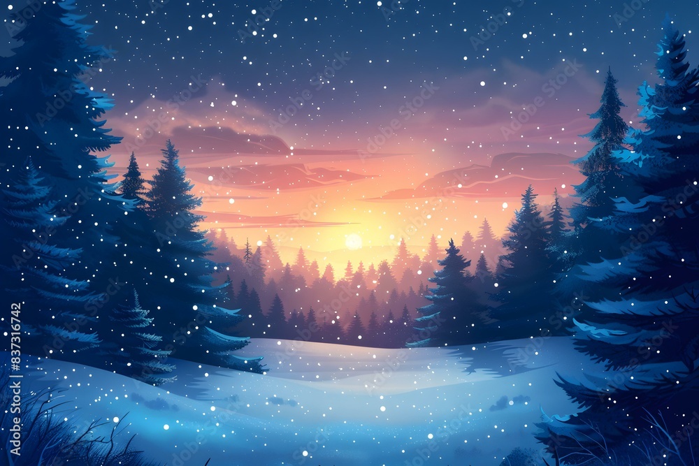 A winter forest snow scene A winter forest snow scene