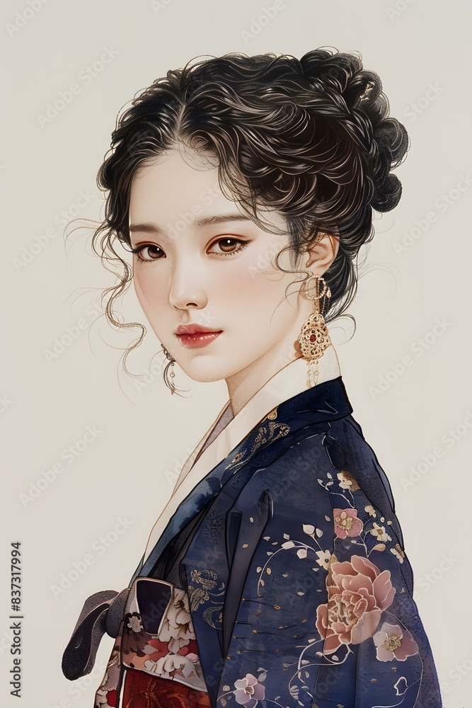 A beautiful Korean woman in traditional dress A beautiful Korean woman in traditional dress