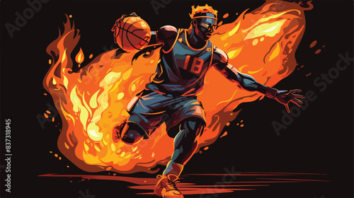 Basketball cartoon as a welder 2d flat cartoon vact