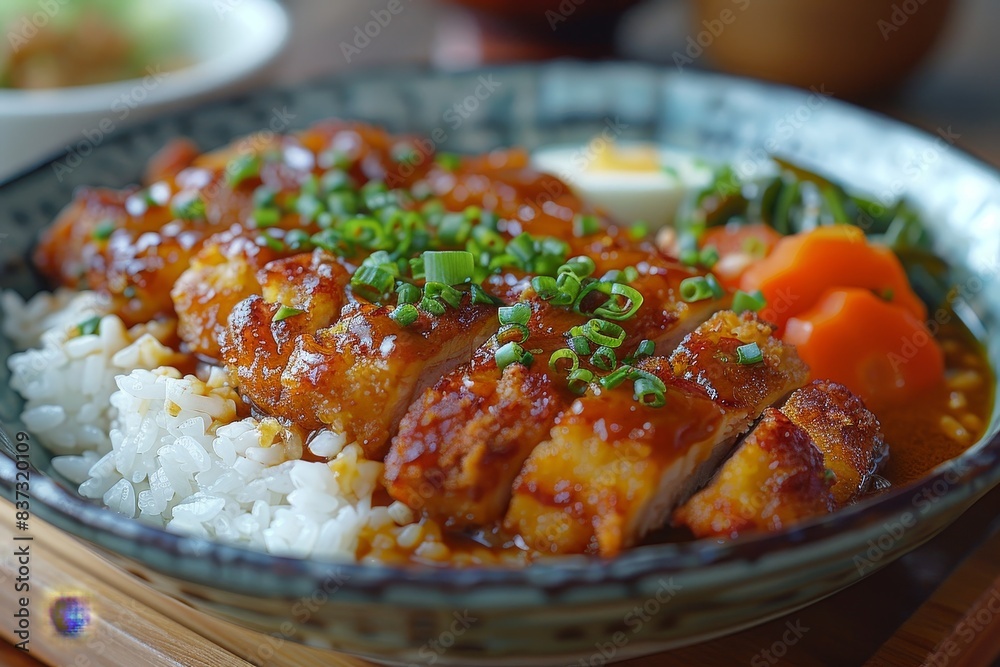 Katsu Curry - Breaded pork cutlet served with a rich curry sauce over rice. Katsu Curry - Breaded pork cutlet served with a rich curry sauce over rice.