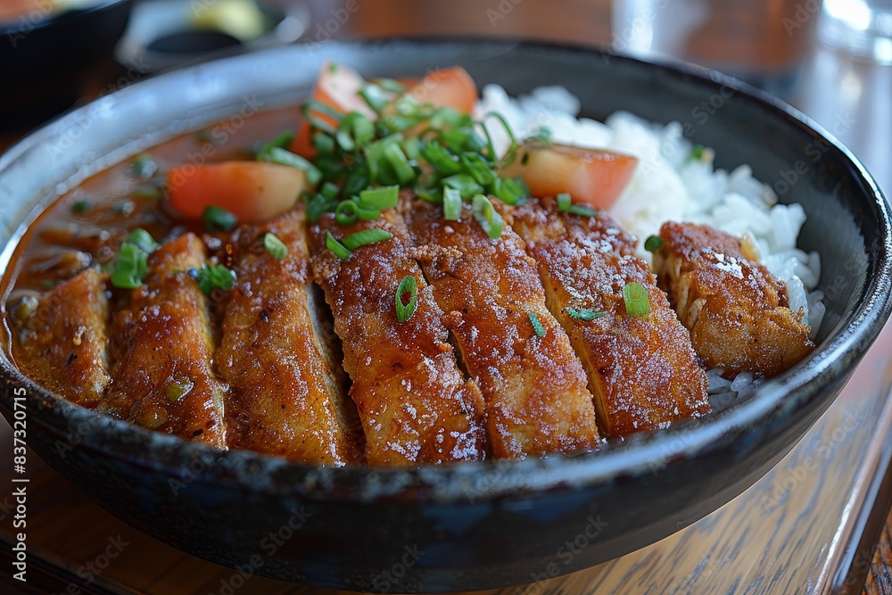 Katsu Curry - Breaded pork cutlet served with a rich curry sauce over rice. Katsu Curry - Breaded pork cutlet served with a rich curry sauce over rice.