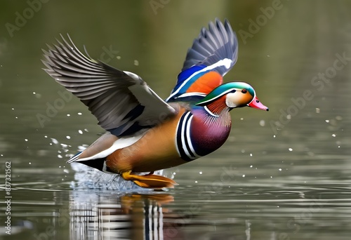 A Mandarin Duck on the water