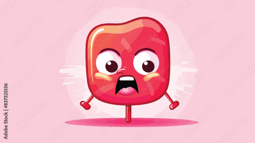 Candy character cartoon with angry gesture 2d flat