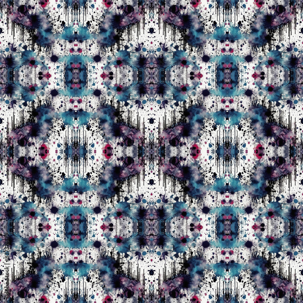 modern seamless pattern with ink splashes, fashion print, creative ornament, decorative texture