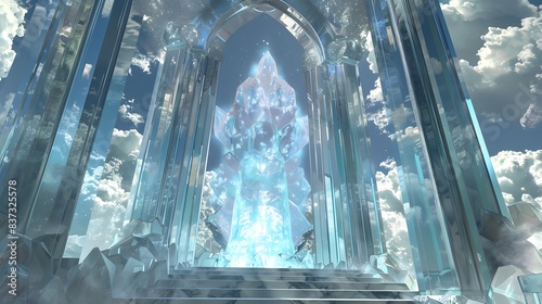 Ornate crystal gate with magical patterns, leading to another dimension