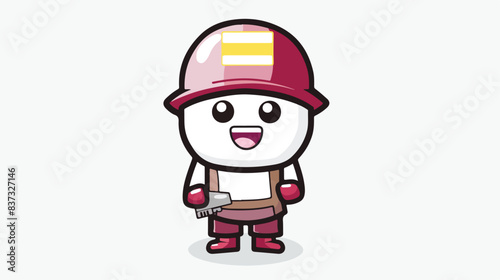 Cartoon character of latvia flag badge as a builder © Pixel