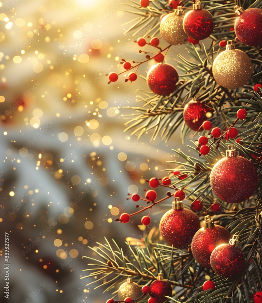 Christmas Tree With Red And Gold Ornaments Christmas Tree With Red And Gold Ornaments
