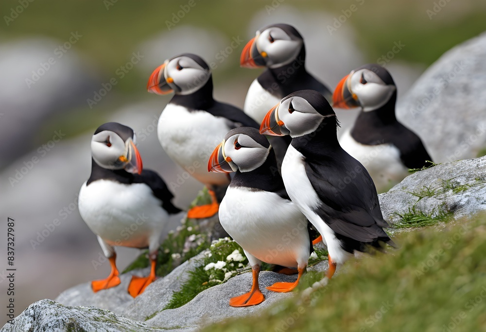 Puffins on the rocks Puffins on the rocks