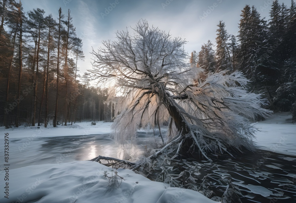Fototapeta premium snow covered trees in winter